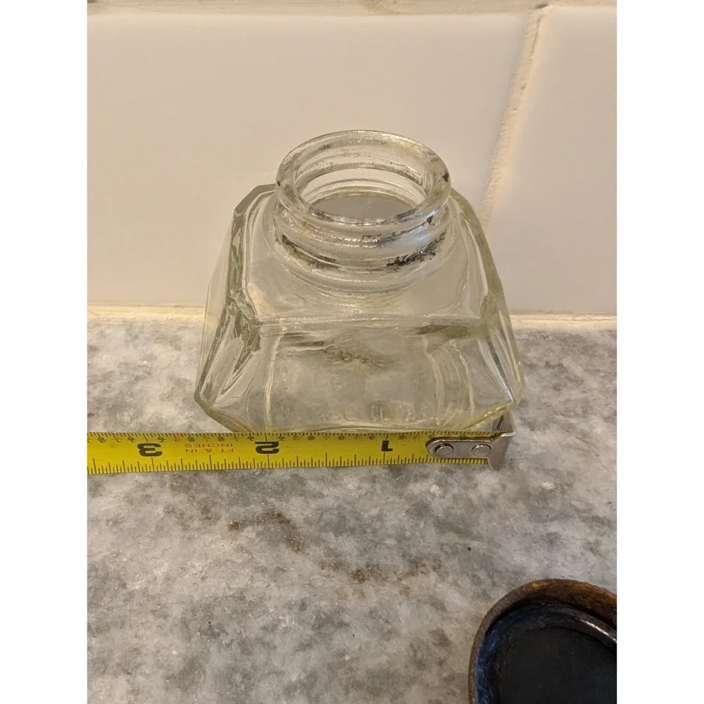Vintage Waterman's 2 ounce Ink Glass Bottle With‎ Metal Lid